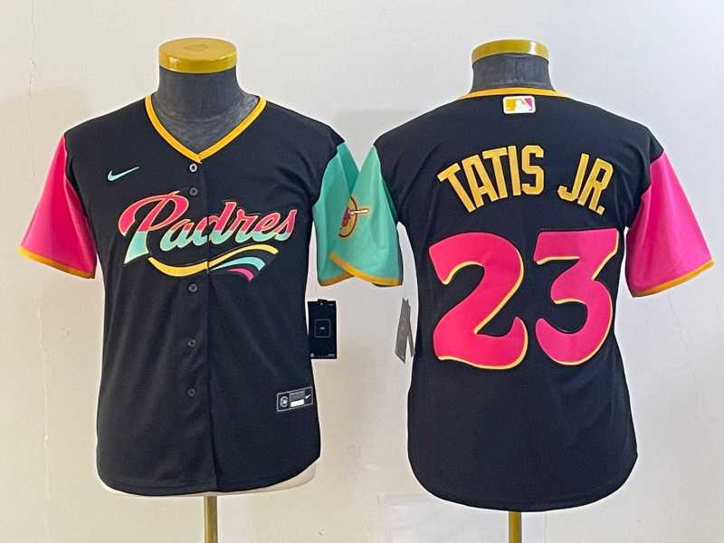 Youth San Diego Padres #23 Fernando Tatis Jr Black 2022 City Connect Cool Base Stitched Jersey->mlb youth jerseys->MLB Jersey